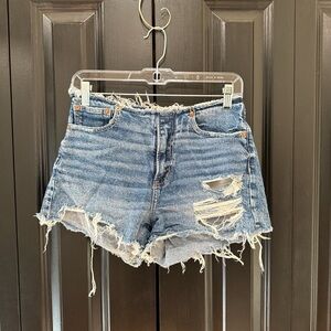 American Eagle Outfitters Blue Distressed Jean Shorts